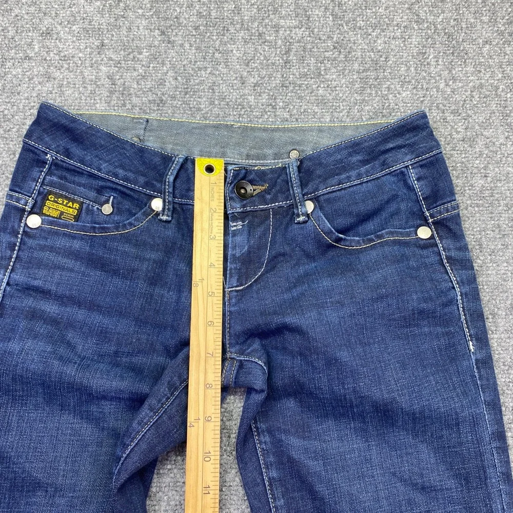 G-Star Raw Midge Straight Wmn Dark Wash Low Rise Jeans Sz 27 Grunge